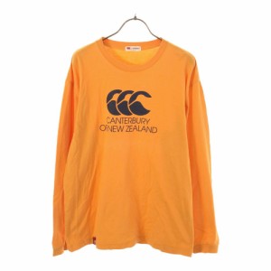 カンタベリー プリント 長袖 Tシャツ L オレンジ CANTERBURY OF NEW ZEALAND ロンT ラグビー メンズ 240420