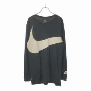 ナイキ ビッグスォッシュ プリント 長袖 Tシャツ M ブラック THE NIKE TEE ロンT ビッグスウッシュ メンズ 240427