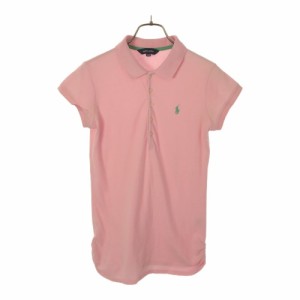 ラルフローレン ロゴ刺繍 半袖 サイドギャザー ポロシャツ 160 ピンク RALPH LAUREN 鹿の子地 キッズ 240427