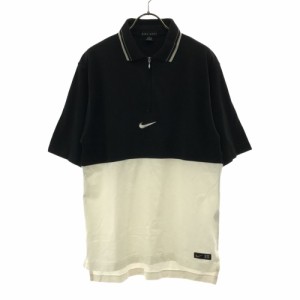 ナイキゴルフ ハーフジップ ゴルフ 半袖 ポロシャツ S ブラック×ホワイト NIKE GOLF 鹿の子 メンズ 240518