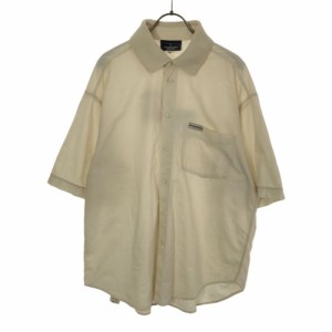 トラサルディジーンズ イタリア製 バック刺繍 半袖 コットンシャツ M ホワイト系 TRUSSARDI JEANS 胸ポケット メンズ 240529