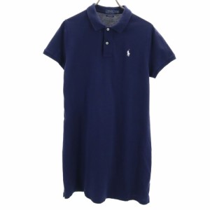 ポロラルフローレン 半袖 ポロシャツ ワンピース L ネイビー POLO RALPH LAUREN 鹿の子 THE MESH MINI レディース 240426