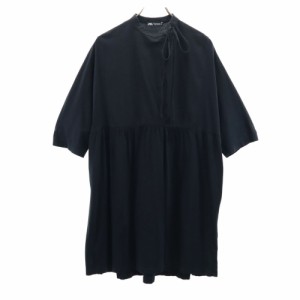 ザラ 5分袖 ワンピース M ブラック ZARA レディース 240505