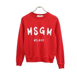 エムエスジーエム イタリア製 長袖 プリント スウェット XS レッド系 MSGM ロゴ トレーナー レディース 230909