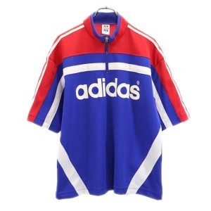 アディダス 90s 半袖 オールド  トラックジャケット O 青×赤 adidas デサント製 メンズ 230915