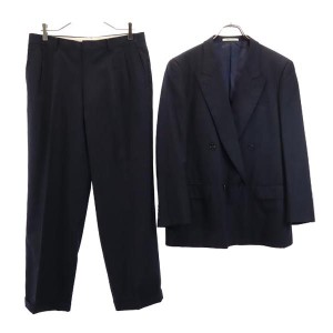 アクアスキュータム ウール100％ セットアップ ダブルスーツ 96AB5 濃紺 Aquascutum テーラードジャケット ロングパンツ メンズ 231013