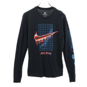 ナイキ プリント 長袖 Tシャツ S ブラック NIKE ロンT ロゴ メンズ 231023