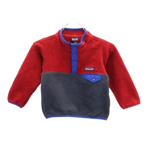 パタゴニア 長袖 フリースジャケット 2T レッド系 patagonia ロゴ アウトドア キッズ 231023