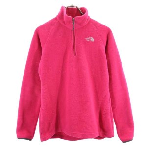 ノースフェイス アウトドア 長袖 ハーフジップ フリースジャケット M ピンク系 THE NORTH FACE プルオーバー ロゴ レディース 231025