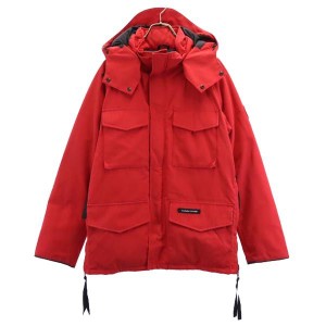 カナダグース ダウンジャケット L レッド系 CANADA GOOSE ロゴ フード メンズ 231101