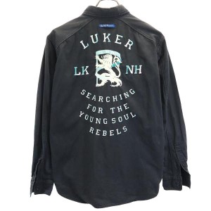 ルーカー 日本製 ネイバーフッド バック 刺繍 長袖 シャツ S ブラック LUKER DEPARTMENT ロゴ メンズ 231102