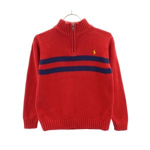 ポロバイラルフローレン 長袖 ハーフジップ コットン ニット 7 レッド系 Polo by Ralph Lauren ロゴ セーター キッズ 231104