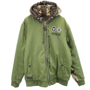 アベイシングエイプ リバーシブル フードジャケット XL カーキ系 A BATHING APE メンズ 231110