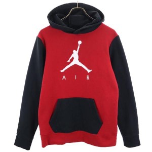 ナイキ エアジョーダン プリント 長袖 スウェットパーカー XL 赤_黒 NIKE AIR JORDAN 裏起毛 キッズ 231126