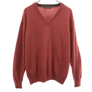 PURE CASHMERE 長袖 Vネック セーター L レッド系 ニット メンズ 231227