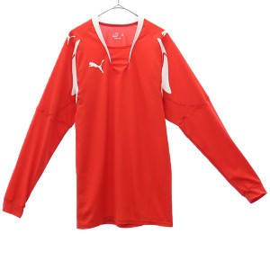 プーマ 日本製 プリント サッカーウェア M レッド PUMA 長袖 Tシャツ ロゴ メンズ 230910