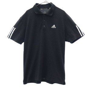 アディダス 刺繍 半袖 ポロシャツ L ブラック adidas スポーツ トレーニング ウォームアップ ロゴ メンズ 230910