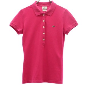 ラコステ ロゴ刺繍 半袖 ポロシャツ 36 ピンク LACOSTE ワンポイント 鹿の子 レディース 230926