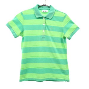 アディダス 半袖 ポロシャツ 刺繍 ゴルフウェア S グリーン adidas ロゴ レディース 230914