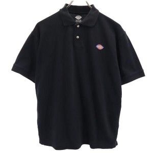 ディッキーズ ロゴワッペン 半袖 ポロシャツ XL(20) ブラック Dickies 鹿の子地 ワンポイント  レディース 231002