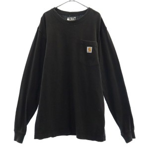 カーハート ロゴワッペン 長袖 Tシャツ S ブラック carhartt リーズフィット メンズ 230915