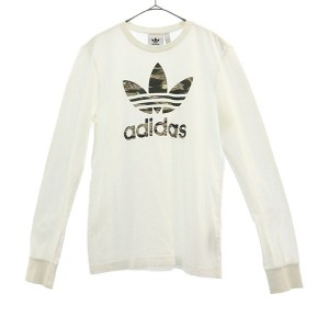 アディダス トレフォイルロゴ プリント 長袖 Tシャツ XS ホワイト adidas メンズ 231006