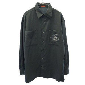 グリーンクラブ スヌーピーコラボ 刺繍 長袖 レギュラーカラー シャツ 3 グレー GREEN CLUBS SNOOPY メンズ 231129