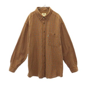 ウールリッチ チェック 長袖 ボタンダウンシャツ 2XL ブラウン WOOLRICH ビッグサイズ メンズ 231227