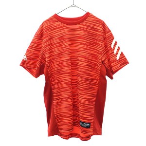 アディダス 総柄 野球 半袖 ウェア M レッド×オレンジ adidas Tシャツ セカンドユニフォーム ロゴプリント メンズ 231228