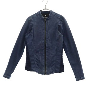 ジースターロウ ロゴワッペン デニムジャケット S ブルー G-STAR RAW ジージャン フルジップ ロゴプレート レディース 231231