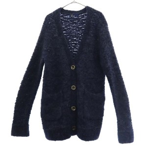 フレッドペリー ロゴ刺繍 長袖 ウールブレンド ニット カーディガン 10 ネイビー FRED PERRY ふわもこ レディース 240112