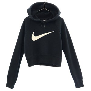 ナイキ ロゴプリント 長袖 スウェットパーカー S ブラック NIKE プルオーバー トレーナー レディース 240114