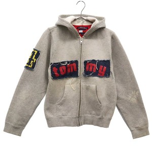 トミージーンズ ワッペン 長袖 ジップパーカー M グレー Tommy Jeans スウェット レディース 240117