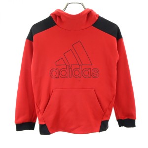 アディダス 長袖 パーカー 130 レッド系 adidas トレーニング キッズ 240311