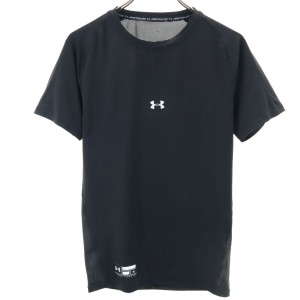 アンダーアーマー ロゴプリント 野球 半袖 Tシャツ XL ブラック UNDER ARMOUR スポーツ アンダーシャツ メンズ 240312