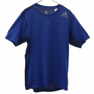 アディダス 切替 トレーニング 半袖 ウェア S ブルー×ネイビー adidas Tシャツ スポーツ ロゴプリント メンズ 240129