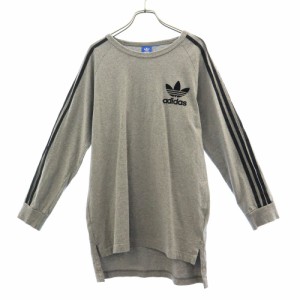 アディダス ライン 長袖 Tシャツ グレー adidas トレフォイルロゴワッペン メンズ 240212