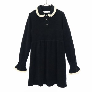 ザラ レース 長袖 ミニワンピース S ブラック ZARA レディース 240229