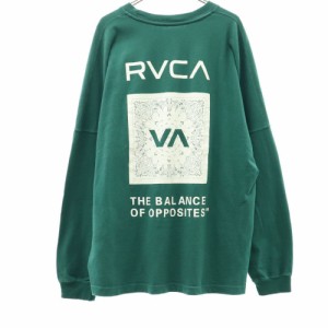 ルーカ バックプリント 長袖 Tシャツ L グリーン RVCA ロゴ刺繍 ロンT 袖リブ メンズ 240512