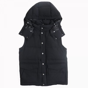 良品△正規品 ユニフォームエクスペリメント UE-178022 HOODED DOWN VEST 裏地星柄 フード付 ダブルジップ ダウンベスト ブラック 1 メン