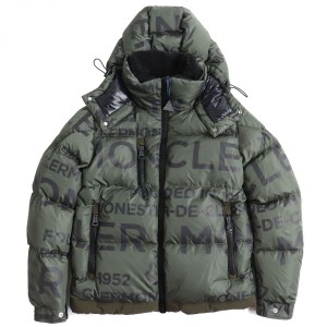 未使用品△国内正規品 MONCLER モンクレール 2022年 TARENTAISE エコムートン・フード付 ロゴ総柄 ダウンジャケット カーキ×黒 1 タグ付