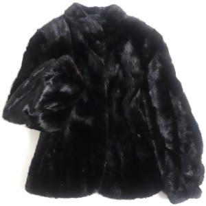 極美品◆SAGA MINK　サガミンク　逆毛　本毛皮コート　ブラック　11　毛質艶やか・柔らか◎