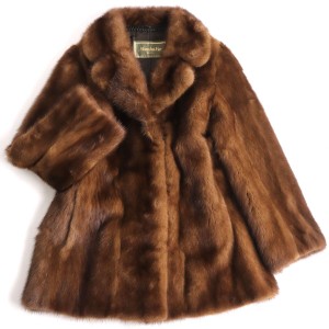 極美品◆MOONBAT ムーンバット MINK ミンク 本毛皮コート ブラウン 11 毛質艶やか・柔らか◎