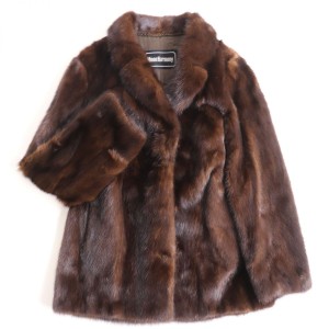 極美品●MINK ミンク 本毛皮ショートコート ジャケット ブラウン 9号 毛質艶やか・柔らか◎