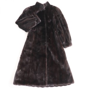 美品●Nakamura Fur ナカムラファー MINK ミンク 本毛皮超ロングコート ブラウン 毛質艶やか・柔らか◎