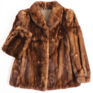 美品●MINK ミンク 本毛皮ショートコート ジャケット ブラウン 毛質艶やか・柔らか◎
