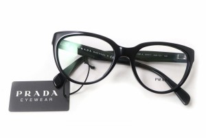 未使用品★PRADA プラダ 1AB101 サイドロゴ セルフレーム 黒縁 メガネ／アイウェア／サングラス ブラック 52□17-140 伊製 箱付き 箱付