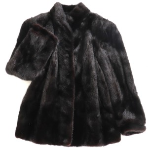極美品◆MINK　ミンク　逆毛　本毛皮コート　ブラック　15　毛質艶やか　柔らか◎
