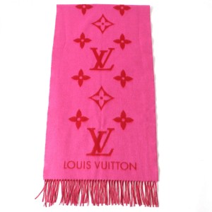 極美品☆正規 LV ルイヴィトン M71124 エシャルプ レイキャビック モノグラム柄 カシミヤ100% 大判 ショール ストール ストラスピンク 箱