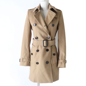 未使用品☆正規品 BURBERRY LONDON バーバリーロンドン ベルト付 カシミヤ混 ウール トレンチコート ベージュ 34 レディース ガーメント